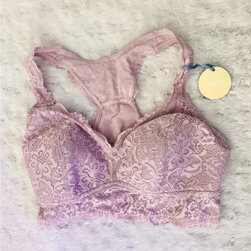 NWT- LUVLETTE Lingerie Full Coverage Racerback Lounge Lace Bra Corset